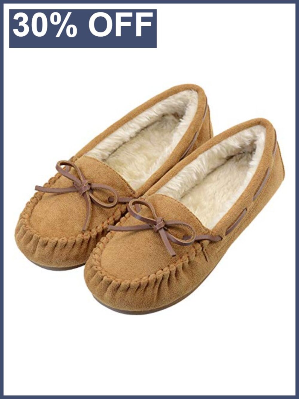 Women's Mocc Micro Suede Faux Fur Lined Lace-Up Cozy Bow